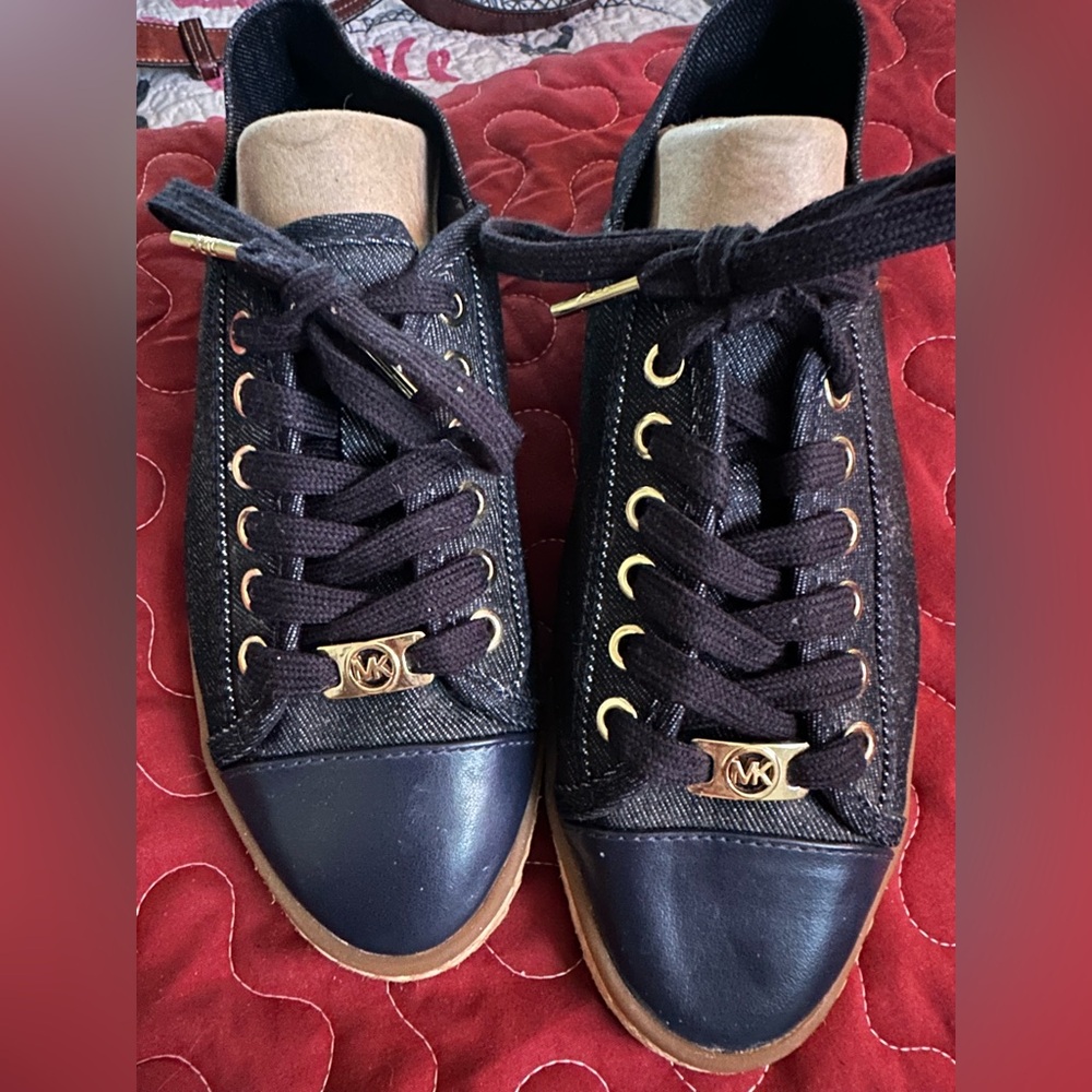 Michael Kors Dark Denim moccasin with Gold Accents